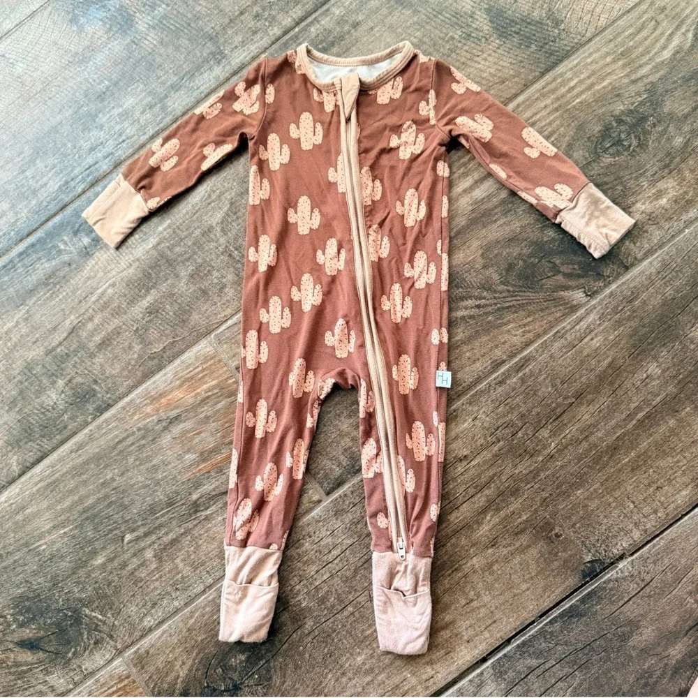 House of Henry Baby Bamboo Cactus Loveralls Jammy Sleeper, Clay Brown, 3-6 mo